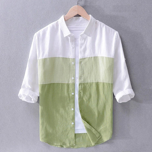 White And Pista Colour Long Sleeves Men'S Shirt