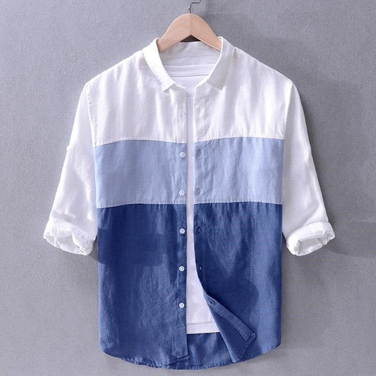 White And Blue Color Men'S Shirt Casual