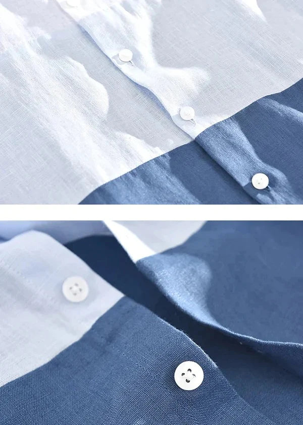 White And Blue Color Men'S Shirt Casual