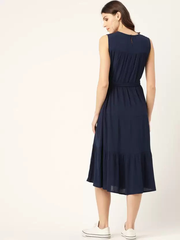 Women A-line Dark Blue Dress