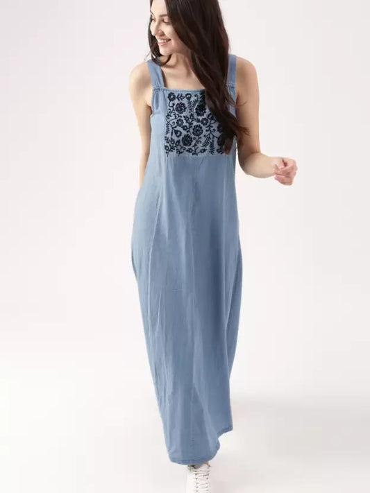 Women A-line Blue Dress