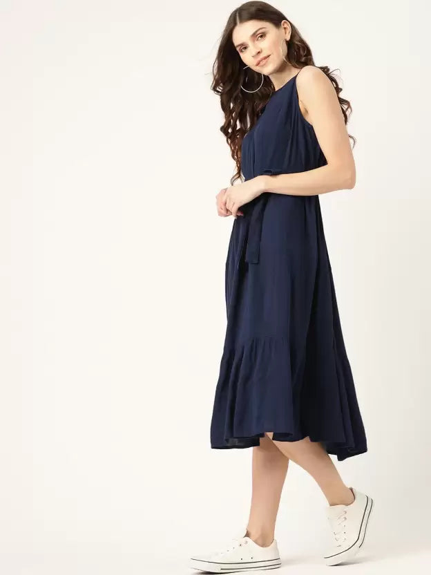 Women A-line Dark Blue Dress