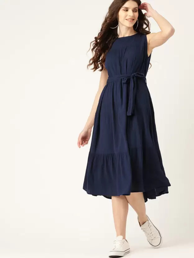 Women A-line Dark Blue Dress