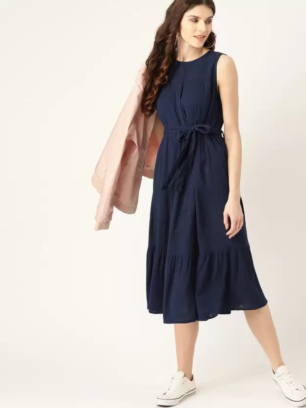 Women A-line Dark Blue Dress